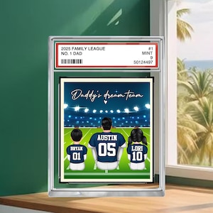 Plaque en bloc acrylique personnalisée de style carte à collectionner pour papa, joueur de football américain, cadeau personnalisé pour la fête des pères, cadeau sport pour mari