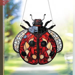 Coccinelle acrylique à suspendre pour fenêtre plate, décoration d'insectes mignons, décoration d'insectes, ornement d'été, cadeau inspiré de la nature, cadeau d'anniversaire
