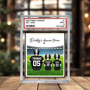Bloque acrílico 2D del equipo de ensueño de papá, número 1, fútbol americano, decoración para papá deportista, placa para papá e hijos, regalo personalizado para el Día del Padre de hijo e hija.