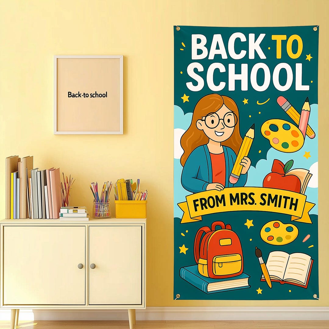 Personalized Back to School Banner - Custom Teacher Classroom Sign With ...