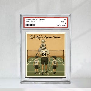 Plaque de badminton personnalisée no 1 papa homme et enfants style carte à collectionner bloc acrylique, cadeau d'anniversaire personnalisé pour la fête des pères pour amateur de sport