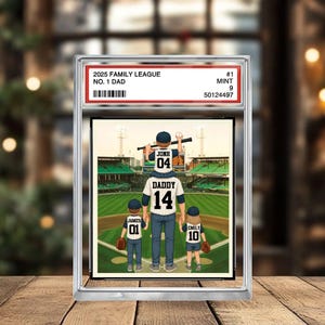 Bloco de acrílico para cartões colecionáveis de beisebol personalizados, presente personalizado de Dia dos Pais para pai, avô, marido e filho, placa de beisebol nº 1 para treinador