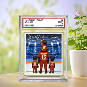Plaque bloc acrylique personnalisée de style carte à collectionner, papa, homme et enfants, cadeau fête des pères pour joueur de sport, cadeau mari pour lui