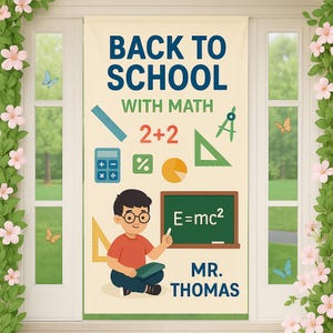Pancarta de regalo para profesores de matemáticas: Letrero personalizado para la puerta de regreso a clases, decoración personalizada para profesores de matemáticas, póster de pared para enseñanza STEM