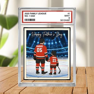 Papa n°1 de hockey personnalisé, plaque bloc acrylique personnalisée pour cartes à collectionner, cadeau de fête des pères pour amateur de hockey, joueur de sport, cadeau pour mari