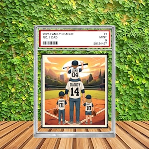 Placa acrílica personalizada con el equipo de ensueño de papá del béisbol, estilo tarjeta coleccionable número 1, regalo para el Día del Padre, regalo para el amante del deporte para su esposo.