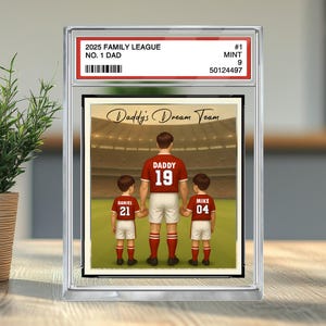Placa acrílica personalizada con diseño de papá futbolista, hombre y niños, regalo del Día del Padre para amantes del deporte, regalo personalizado para el esposo.