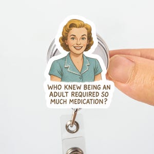 Bobine de badge meme drôle, porte-carte d'identité rétro, humour rétro de l'adulte, étiquette de santé mentale, cadeau pour infirmière, lanière de collègue, médecin, accessoire pour enseignant