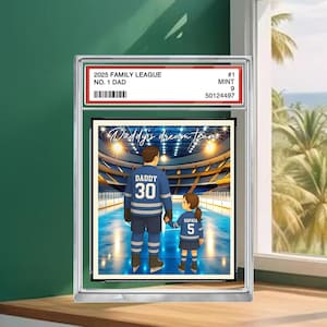 Plaque bloc acrylique personnalisée de style carte à collectionner pour papa, hockey, cadeau de fête des pères, cadeau d'amateur de sport pour mari, cadeau d'anniversaire pour lui