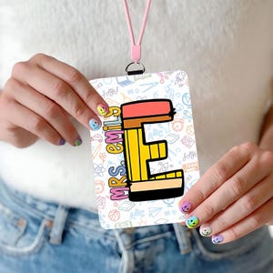 Portatarjetas para maestros, porta credencial de maestro personalizado, regalos para maestros, regalo de regreso a clases, porta credencial de maestro personalizado, accesorios con cordón