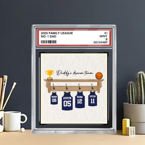 Plaque personnalisée de basket-ball n° 1 pour papa, carte à collectionner en acrylique, cadeau personnalisé pour la fête des pères, souvenir sportif pour papa, cadeau d'anniversaire pour mari