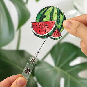Bobine de badge pastèque, porte-carte d'identité rétractable d'été, clip pour badge de fruits colorés pour infirmières, cadeau pour enseignants, accessoire pour employés de bureau