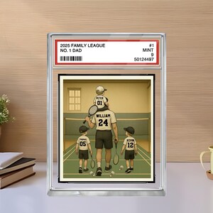 Plaque de badminton personnalisée n° 1, papa homme et enfants, carte à collectionner en acrylique, anniversaire personnalisé pour lui, cadeau de fête des pères pour joueur de sport