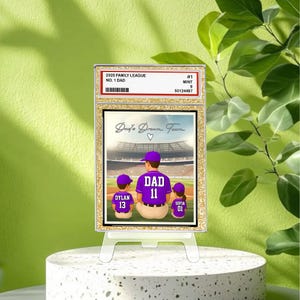 Tarjeta coleccionable de béisbol personalizada para papá e hijos, número 1, para billetera, regalo para el Día del Padre, tarjeta familiar personalizada.
