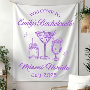 Striscione per addio al nubilato in spiaggia, sfondo personalizzato per cocktail a Miami, cartello per weekend "Sposa tropicale", decorazioni personalizzate per addio al nubilato estivo