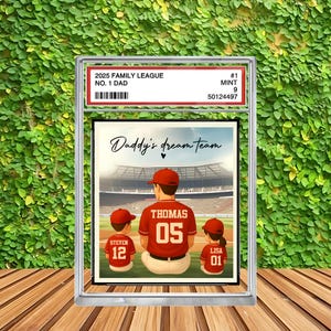 Gepersonaliseerde nr. 1 papa acrylblokplaquette, honkbalcadeau voor papa, aangepaste familieruilkaartstijl, papa's dreamteam, Vaderdagcadeau