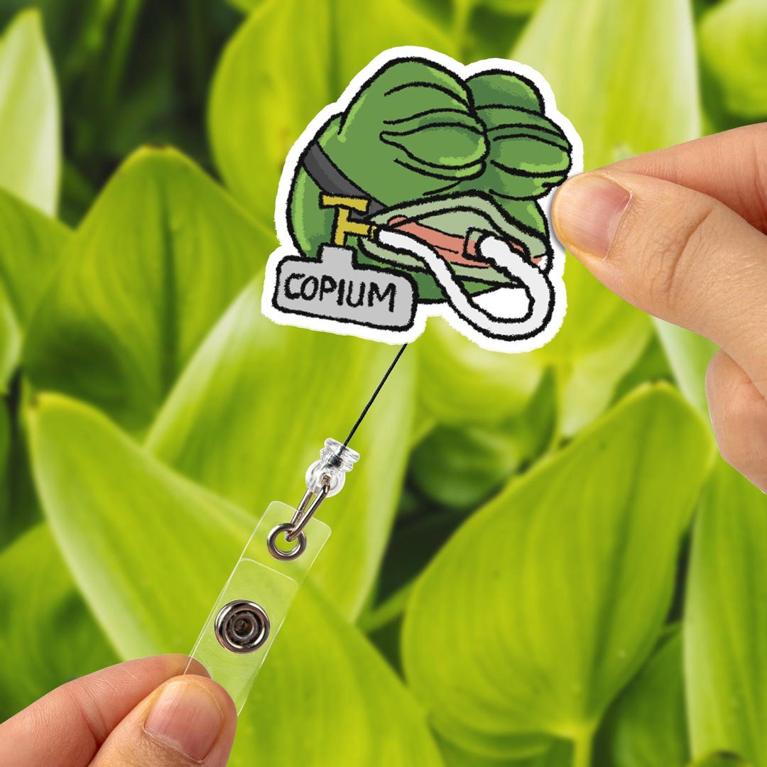 Copium Frog Badge Reel Funny Frog ID Holder Retractable Clip Meme copium-frog-badge-reel-funny-frog-id-holder-retractable-clip-meme