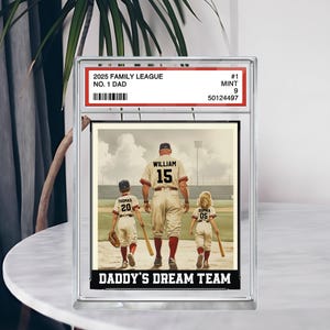 Style carte à collectionner de baseball n° 1, papa et enfants, plaque acrylique personnalisée, cadeau de fête des pères grand-père pour mari sportif