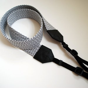 SLR Camera Strap with Genuine Leather Ends Extra Long, Quilted Strap Tiny Bubbles-Free Shipping image 1