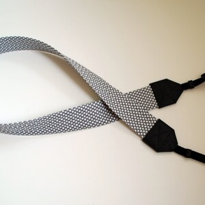 SLR Camera Strap with Genuine Leather Ends Extra Long, Quilted Strap Tiny Bubbles-Free Shipping image 3