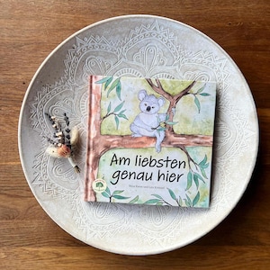 De préférence ici, livre d'images, livre pour enfants à partir de 3 ans, livre à lire à haute voix, koala, aquarelles, amitié, solidarité, rimé