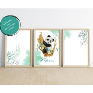 Panda Aquarell Druck von Lea Kreusel, Kinderzimmer Bilder, Personalisiert,  Tier Kunst, Illustration, Wand Kunst, Tierposter, Pandabär