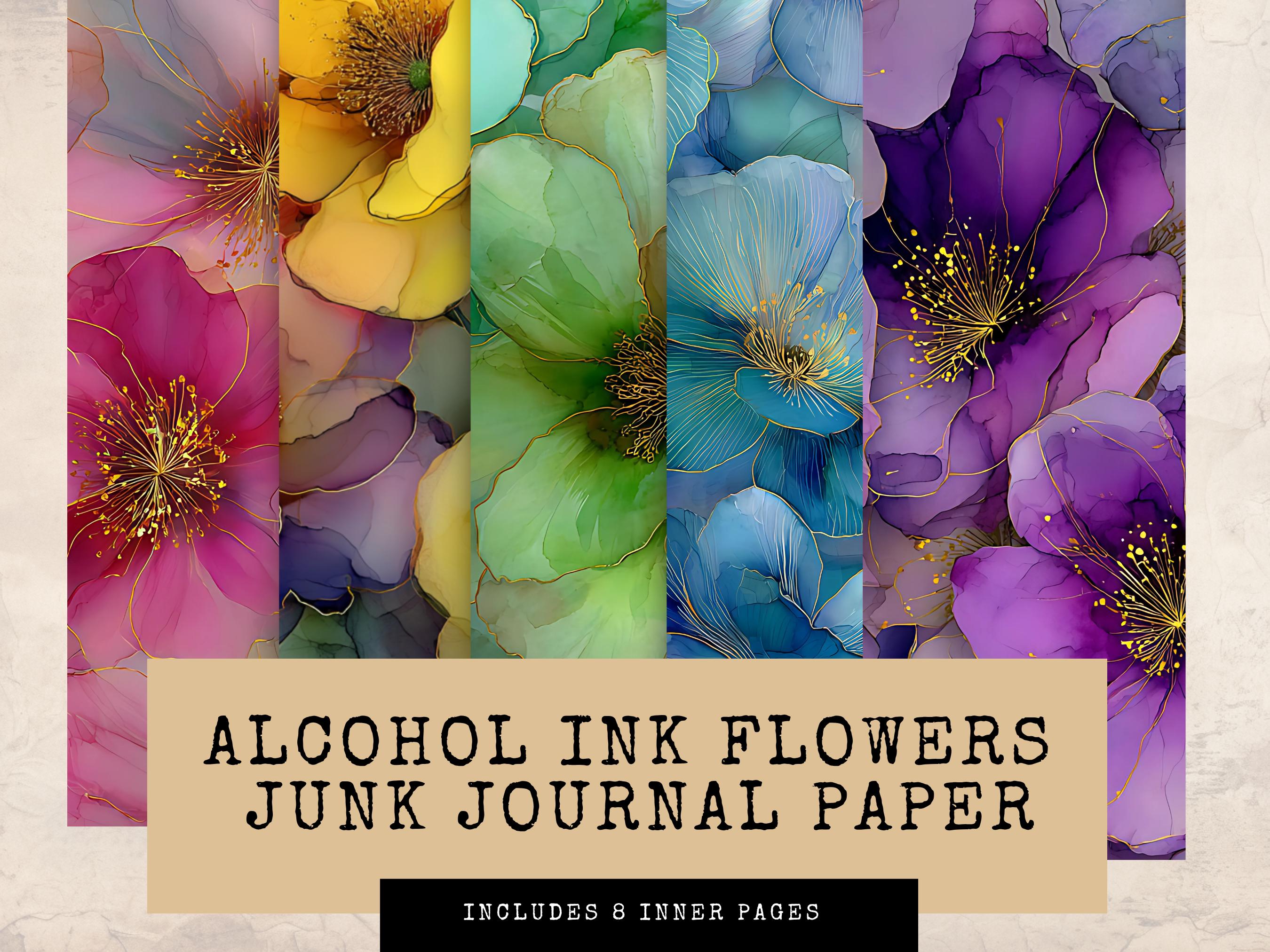 Floral Alcohol Ink Junk Journal Kit – Colourful Printable Pages, Vintage Ephemera for Scrapbooking & Paper Crafts