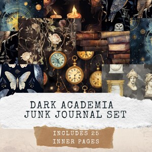 Dark Academia Junk Journal Papers, Printable Digital Ephemera, Vintage Craft Supplies for Creative Journaling