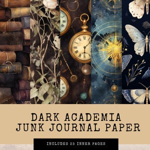 Dark Academia Junk Journal Papers, Gothic Printable Digital Ephemera, Vintage Craft Supplies for Creative Journaling