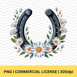 Watercolor Floral Horseshoe Clipart, Horse Lover Png, Horseshoe Flowers Png, Horseshoe Png, Sublimation Graphics, Western Clipart Set