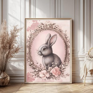 Benutzerdefinierte Königliche Osterhase Druck, Vintage Kaninchen Wandkunst, druckbare Frühlingsdekoration, digitaler Download für Bauernhaus Cottagecore Home