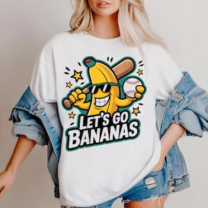 Let's Go Bananas Baseball PNG Funny banane jouant au baseball, téléchargement numérique pour les motifs par sublimation