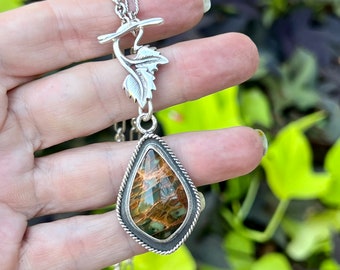 Polychrome Jasper Shadowbox Necklace, Unique Artisan Handmade Jewelry