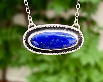 Lapis Lazuli Sterling Silver Necklace, Statement Necklace For Women, Unique Artisan Handmade Jewelry