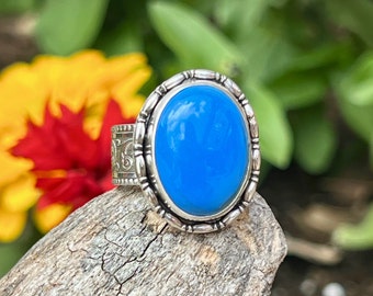 Blue Ceruleite Ring, Sterling Silver Rings For Women, Boho Ring, Unique Artisan Handmade Jewelry, Gift for Her