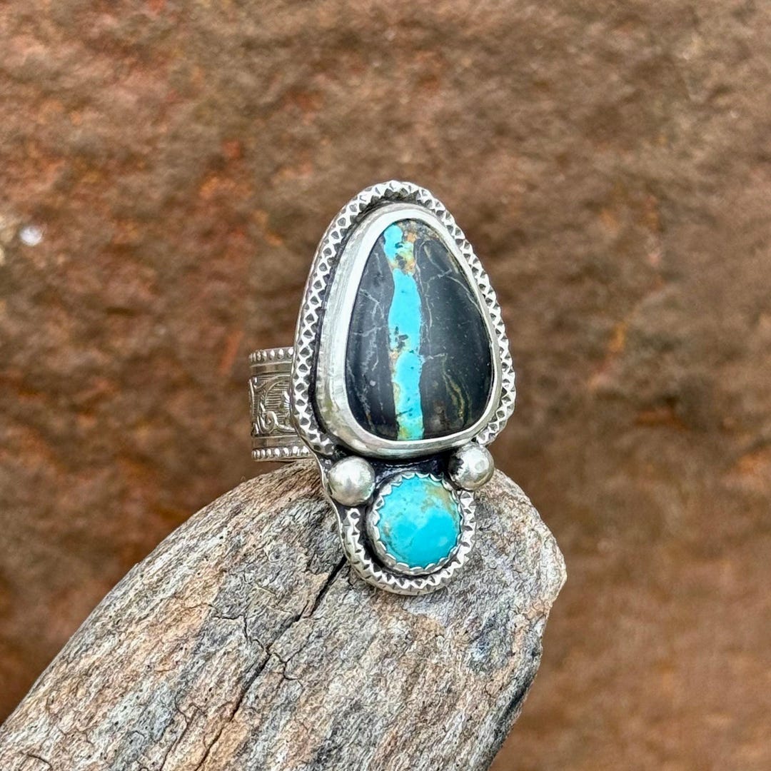 Hand Crafted Blackjack Turquoise & Sterling Silver