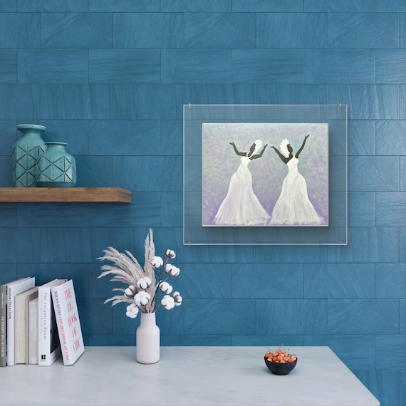 GRACEFUL SURRENDER - Poster  Wall Art, Elegant Women in Worship, Pastel Background, Religious Art, Matte Stretched Print, 25 inch