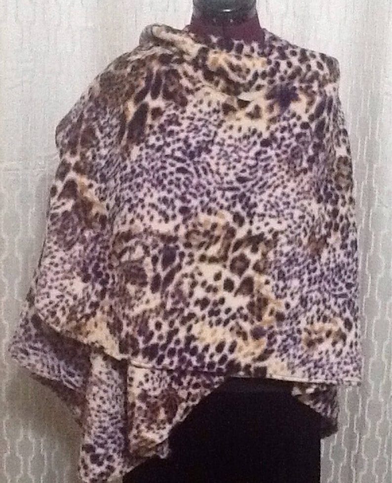 Snow Leopard Shawl With a Twist. Colors Are Unique With Purple, Brown