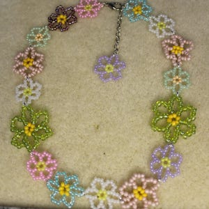 Handmade Beaded Flower Choker Necklace – Colorful Boho Jewelry
