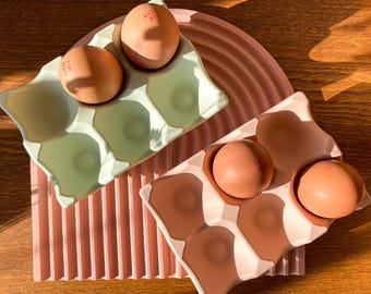 Handgefertigte Jesmonite Pastellfarben Eierhalter: 6-Grid-Eierkiste und Küchenaufbewahrung