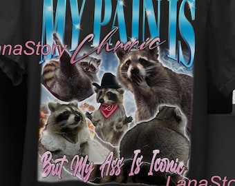Funny Raccoon Meme T-shirt, Retro Y2k Animal Pun Tee