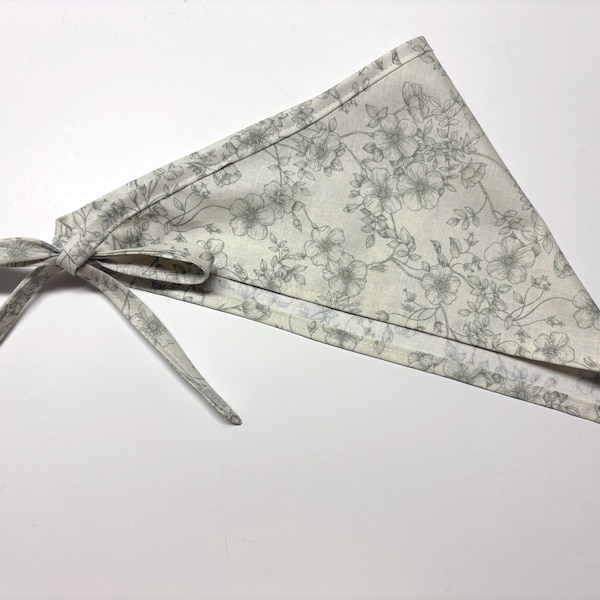 Sage Green Floral Hair Bandana: Cotton Cottagecore Hair Scarf