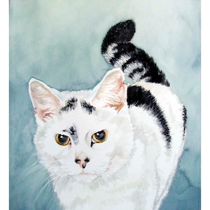 私のオリジナル水彩画から作った白黒猫のグリーティングカード
