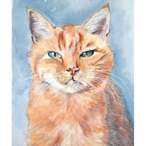 Carte de voeux chat roux de mes aquarelles originales