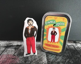 PEDRO PASCAL inspiriert illustrierte Mini Andenken Sammlerstück und Dose