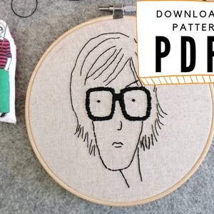 Jarvis Cocker - DOWNLOADABLE PATTERN - Digital sticken Sie Ihr eigenes Idol Hoop Art