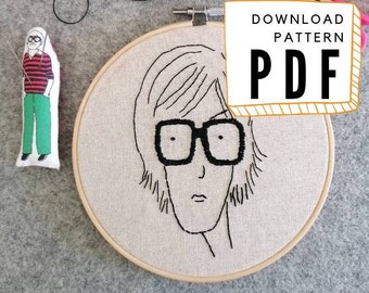 Jarvis Cocker- DOWNLOADABLE PATTERN -Digital embroider Your Own Idol Hoop Art