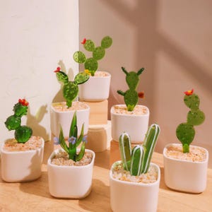 Handmade Glass Cactus,Glass Potted Plant Sculptures,Stained glass Plants,Home Decro,Housewarming gift,Gift for teacher