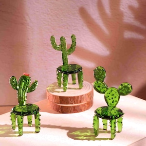 Handmade Glass Cactus and Succulents,Glass Potted Plants,Fairy garden,Stained glass Plants,Housewarming gift,Gift for teacher,Desk decor