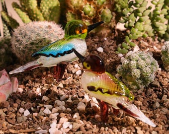 Handgemachte Glasvögel, Glasskulptur, Glasgarten-Dekor, Dekor für Blumentöpfe, Einweihungsgeschenk, Geschenk für sie, Fairy Garden